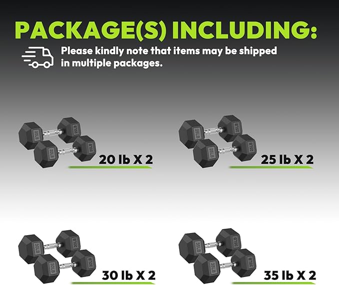 Hex Dumbbell 45-480 lb Set, Rubber Encased Exercise & Fitness Dumbbells for Home Gym, Hand Weights for Strength Training