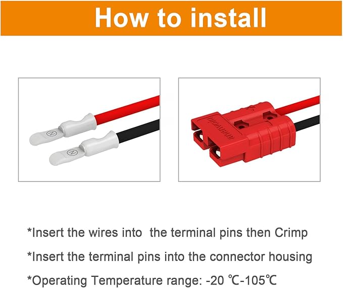 Connector, Quick Connect/Disconnect Battery Plug Connector Interchange Genderless Design Suitable for Car Trailer Winch Hoist Motor Electrical Equipment (Red 50A 4 Pack 6 AWG)