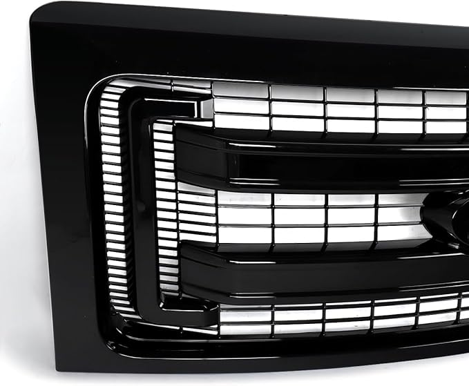 Front Bumper Grille Grill Fit For 2009-2014 Ford F150 F-150 XLT Style Front Hood Upper Grille Guard Cover Replacement For DL3Z8200DA/DL3Z8200CA (Glossy Black)
