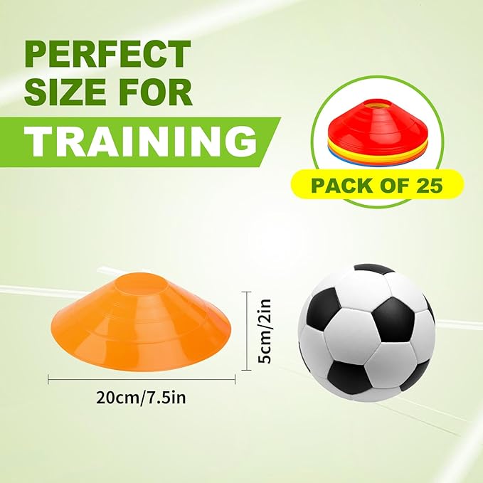 Ashsajkd(Set of 25/50/100 - Agility Soccer Cones with Carry Bag and for , Football Cones for TrainingFootball, Basketball, Coaching, Agility Cones for Indoor and Outdoor Games