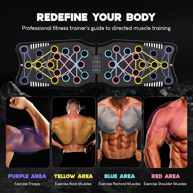 Push Up Board Fitness, 9 in 1 Strength Training Equipment,Home Gym System,Multi-Functional Push up Stands System Fitness Floor Chest Exercise,Training Arm Men & Women Weights