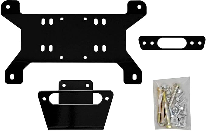 SuperATV 4500 lb Black Ops Winch with Heavy Duty Winch Mounting Plate for 2013+ Can-Am Maverick (See Fitment) | Made With 3/16” Steel Plating |Complete kit ready for install