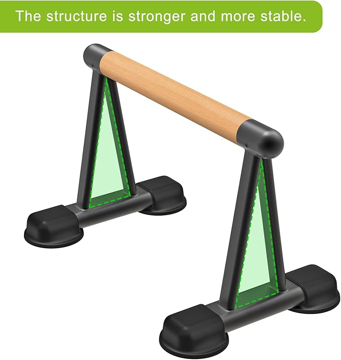 Dolibest Push Up Bar, 12'' High Parallettes Bars with Wooden Handles, Stable and Comfortable Calisthenics Equipment, Suitable for Handstand, L-Sit, Dip Bar, Strength Training for Indoor Outdoor Use