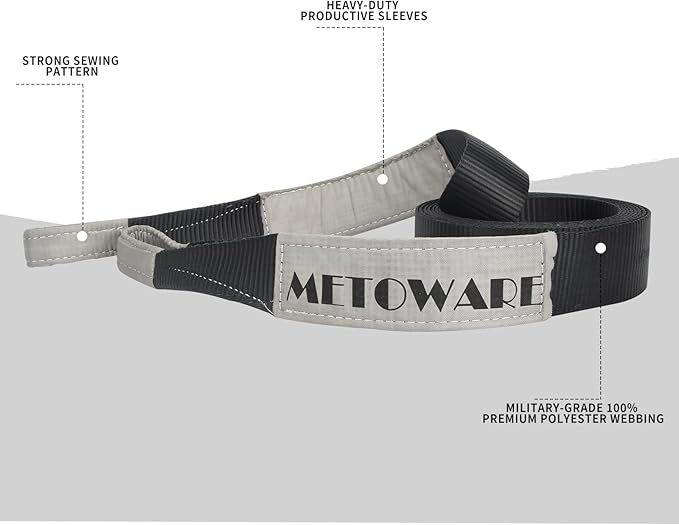 METOWARE Tow Strap 3'' × 20ft Recovery Strap, Heavy Duty Tow Straps with 35,000 lb Capacity, Recover Vehicle Stuck in Mud/Snow, Triple Reinforced Webbing, Extreme Water-Resistant (Gray)