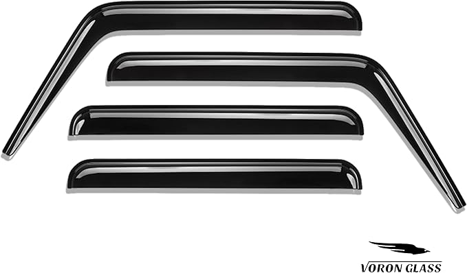 Voron Glass Tape-on Extra Durable Rain Guards for Jeep Wrangler 2007-2018, Window Deflectors, Vent Window Visors, 4 Pieces - 120040