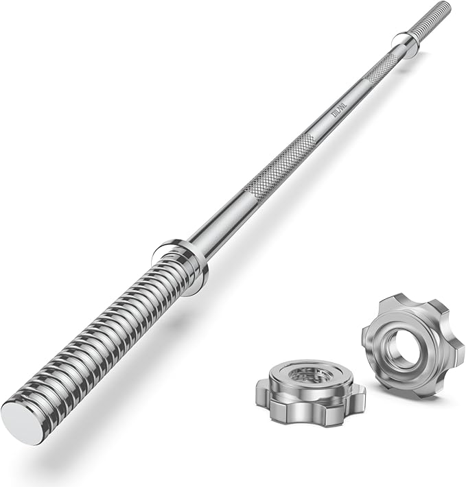 Weight Lifting Bar 57", 1" Standard Straight Barbell Bars Olympic for Home Gym Weight lifting/Strength Training/Squat/Bench Press/Deadlift/Lunges/Hip Thrusts, 2 Star Collars (480lb Weight Capacity)