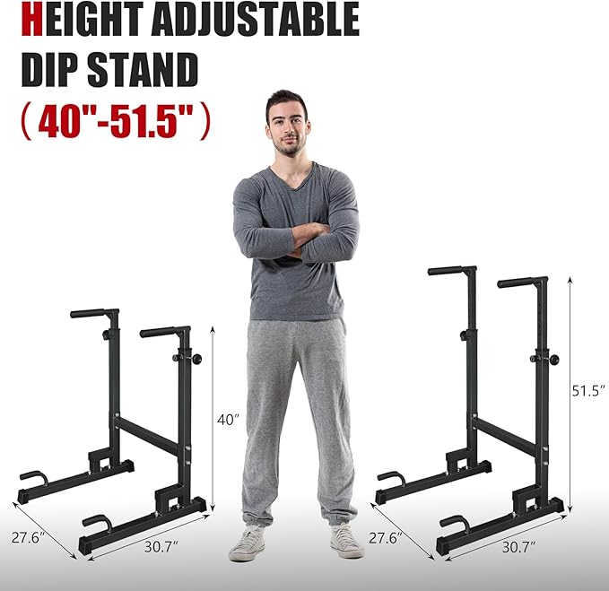 Dip Stand, Pull Up Bar Station, Power Tower, Heavy Duty Parallel Bar for Tricep Dips, Pull-Ups, Push-Ups, L-Sits