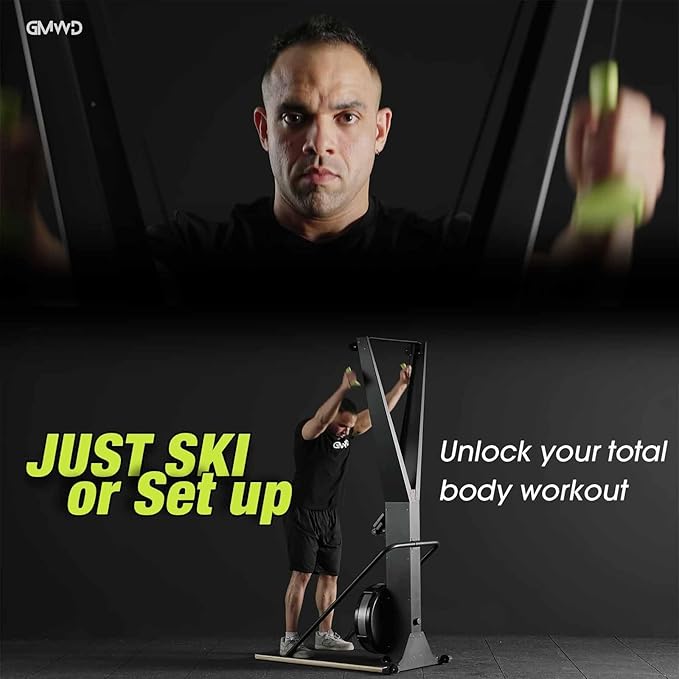 Ski Exercise Machine, GMWD Ski Equipment Indoor Aerobic Wind Resistance Machine, Indoor Strength Training Home Gym Equipment