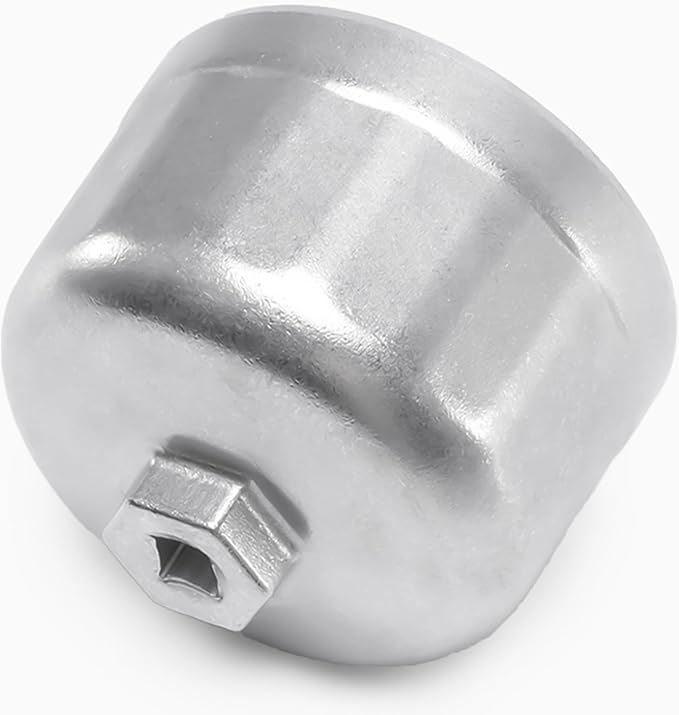 86.4mm 16Flutes Oil Filter Cap Wrench Removal Tool Socket for BMW Engines/for Volvo with 86mm Filter Housing Caps, Silver Heavy-Duty Aluminum