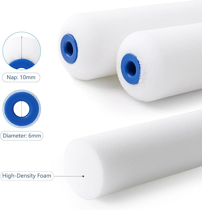 Mister Rui Foam Paint Roller, 10 pcs, 4 Inch Paint Roller, High Density Foam, Small Edge Paint Roller, 4 Inch Foam Roller for Painting, for Furniture Painting and Decorating, Corners and Detail Places