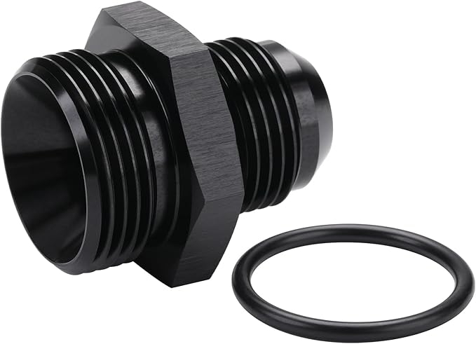12AN Male Flare to 16AN ORB O-ring Boss Fuel Pump Rail Adapter Fitting Aluminum Black