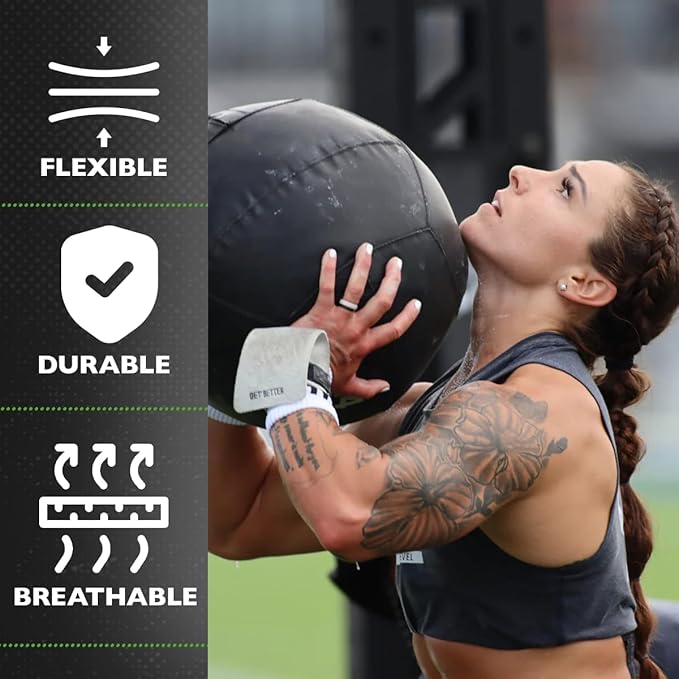Bear KompleX 3 Hole Pinnacle Hand Grips for Workouts, Pull-ups, Weightlifting, WOD Gymnastics, Crosstraining Palm Grips with Wrist Wraps, Hand Protection from Rips and Blisters