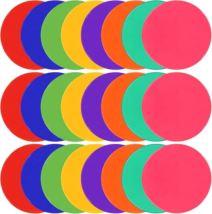 Poly Vinyl Spot Markers 9 Inch Rubber Floor Dots Non Slip Agility Markers Flat Field Cones for PE Gym Classes, Classroom Activities and Games, Soccer Basketball Sports Speed Agility Training