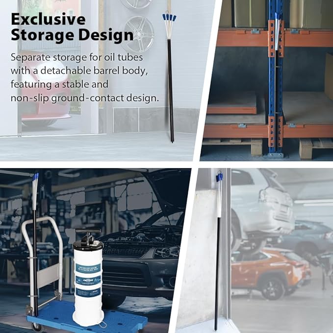 FIRSTINFO A1108H Patented Third Generation 9L Taiwan Manual Oil Vacuum Extractor | Safety Pressure Gauge | 51 Inch Tube | 5 Tubes | Thinnest Tube