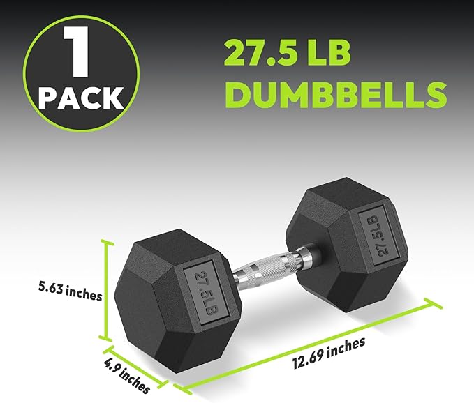 Hex Dumbbell 45-480 lb Set, Rubber Encased Exercise & Fitness Dumbbells for Home Gym, Hand Weights for Strength Training