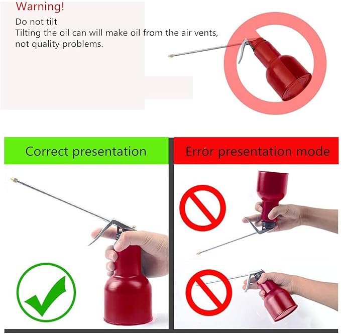 High Pressure Pistol Hand Pump Oil Can,with Handle and 9.65" Metal Spout(16 oz/500ML)