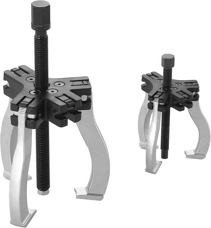 VEVOR Gear Puller Set, 3" and 7" Puller Kit, 3 Jaw Gear Bearing Flywheel Pulley Removal Tool, 2 or 3 Reversible Jaws Wheel Puller, Vertically and Horizontally, External and Internal, 2-Piece