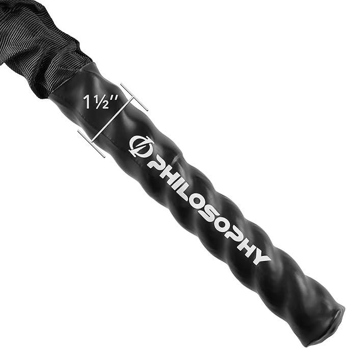 Philosophy Gym Exercise Battle Rope with Cover and Anchor Kit for Fitness Training, Conditioning