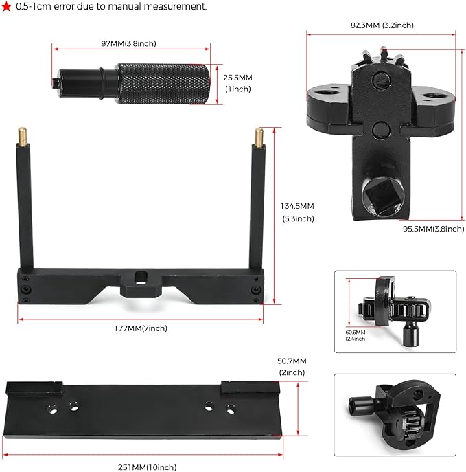 For Detroit Diesel DD15 DD16 Engine Brake Adjustment Tool Engine Barring Tool TDC Locating Pin Fuel Line Socket Camshaft Timing Tools W470589042300 J-46392 W470589001500 J-48770 W470589104000 (7 PCS)