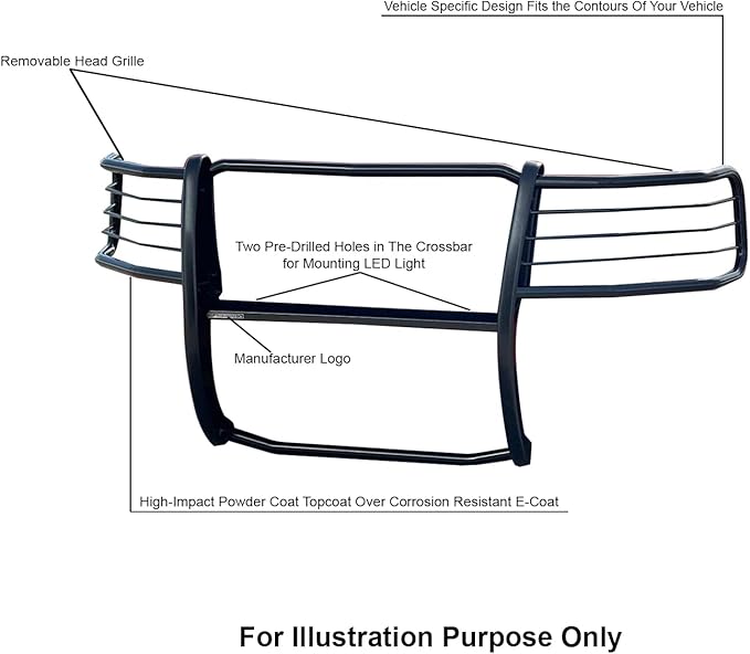 Black Horse Grille brush Bumper Guard Modular Black Compatible with 2007-2013 Chevrolet Silverado 1500-17A035700A2MA