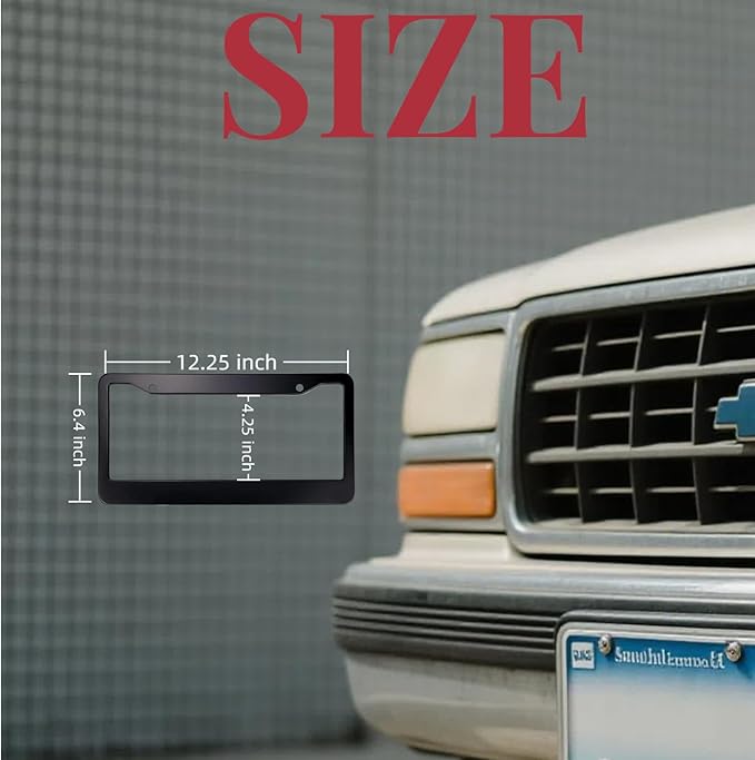 Matte Black License Plate Frames - Airxwills License Plate Covers, 2 Packs Universal Aluminum Tag Frame for License Plate for Front and Rear Car Tag.