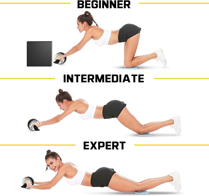 Ab Roller Wheel with Knee Pad Mat,Automatic Rebound Abdominal Wheel Abs Workout Equipment,Home Gym Equipment,No Noise Ab Wheel for Men&Women Abdominal