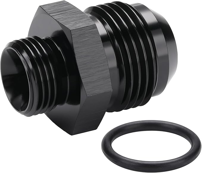 12AN Male Flare to 8AN 8 ORB O-ring Boss Fuel Rail Adapter Fitting Aluminum Black