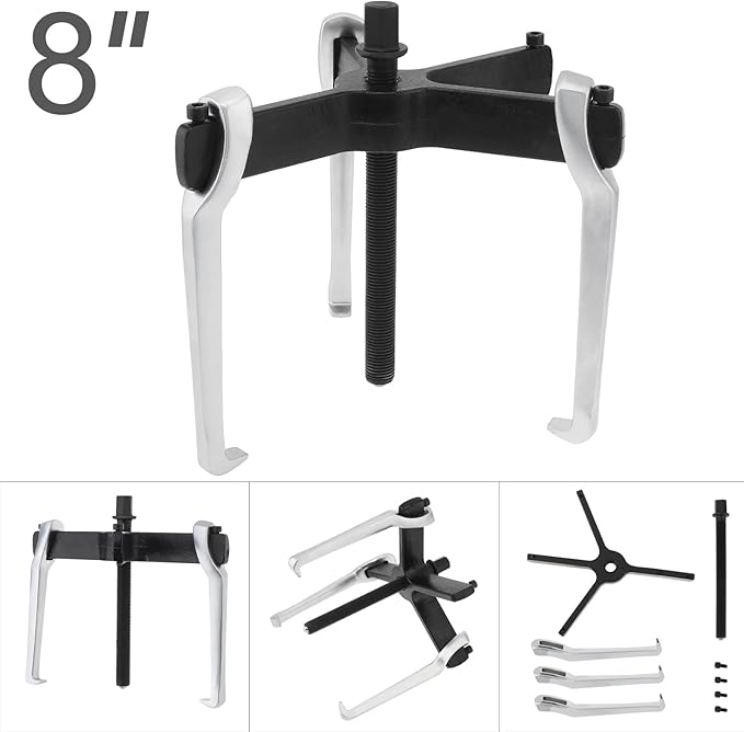 ChgImposs 8" 2 Jaw 3 Jaw Gear Puller, Adjustable Bearing Puller, Reversible Removal Tool for Internal External Pulling, Puller Tool for Removal of Pulleys Flywheels Bearings Gears