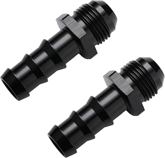 10AN Male Flare to 5/8 Hose Barb Straight Fitting Adapter Aluminum Black 2PCS