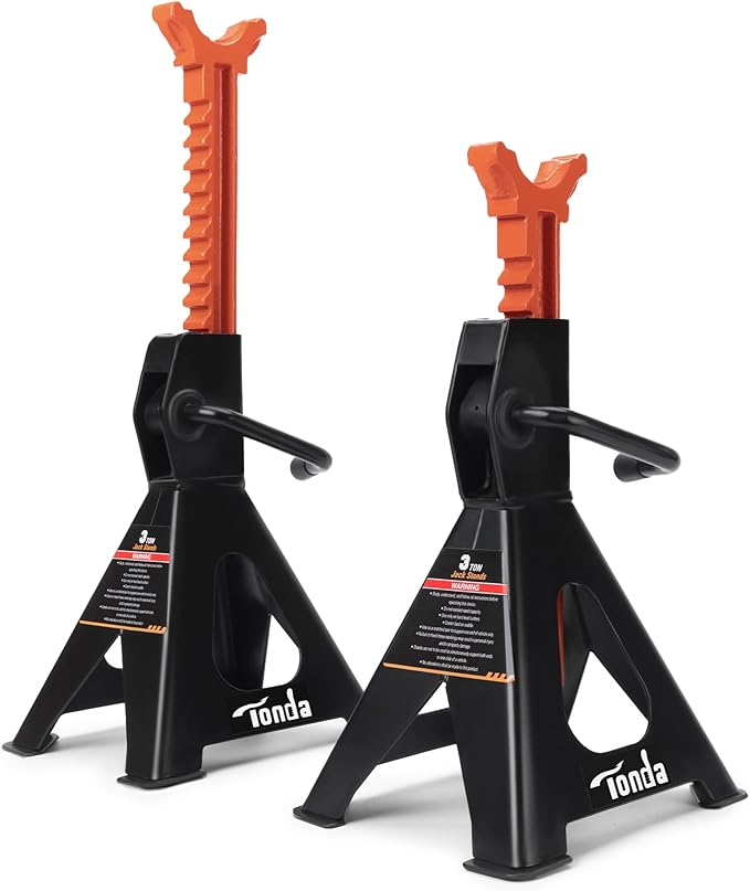 TONDA Jack Stands 3 Ton, Extra Tall Heavy Duty Car Jack Stand, 13.39-21.06 inch Adjustable Height for SUV, MPV and UTV/ATV, Black, 1 Pair