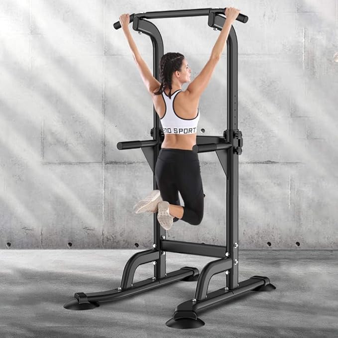 Multi-Functional Power Tower for Home Gym: Adjustable Pull Up & Dip Station with 400 LBS Capacity, Space Saving Strength Training Equipment for Men and Women