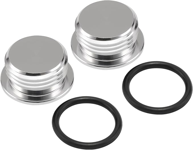 10AN -10 ORB O-ring Seal Boss Socket Port Plug Block Off Fitting Adapter Aluminum Silver, Pack of 2