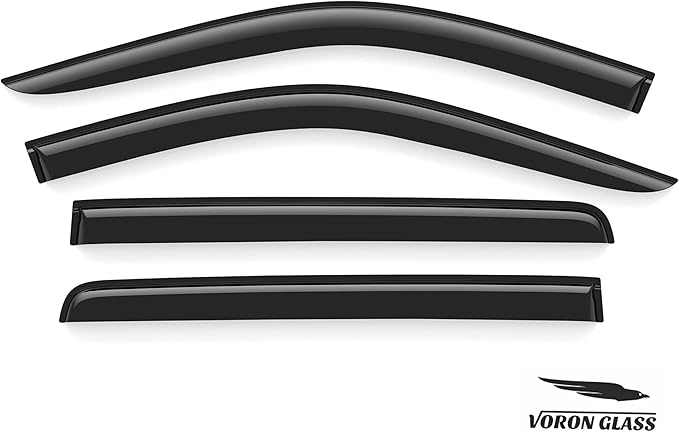 Voron Glass Tape-on Extra Durable Rain Guards for Trucks Chevrolet (Chevy) Silverado/GMC Sierra 2500HD, 3500HD 2020-2026 Crew Cab, Window Deflectors, Vent Window Visors, 4 Pieces - 120086v2