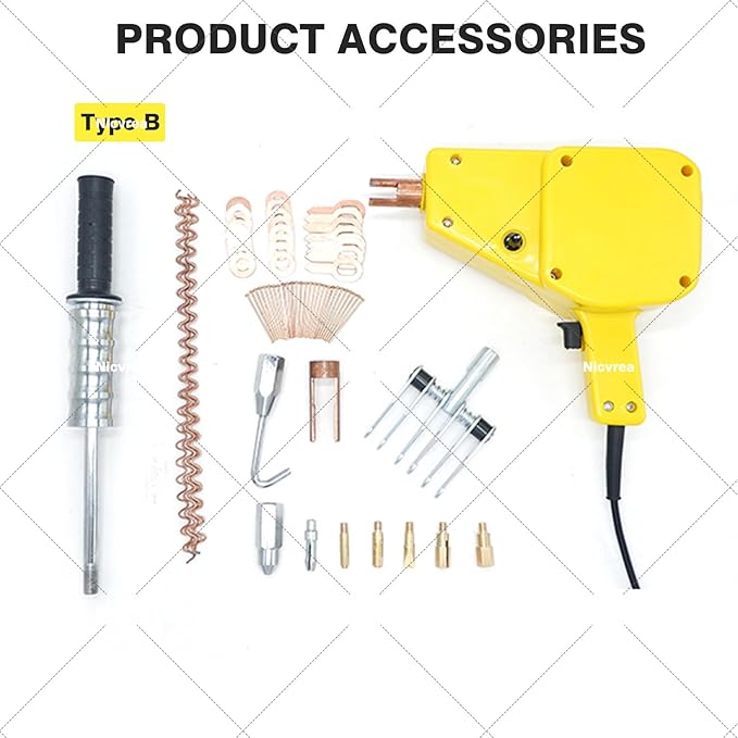 Body Repair Dent Removal Tools, 2000W Spot Welder Stud, Stud Welder Kit Stud Gun Dent Puller Kit Dent Welder Repair for Auto Body Repairing B