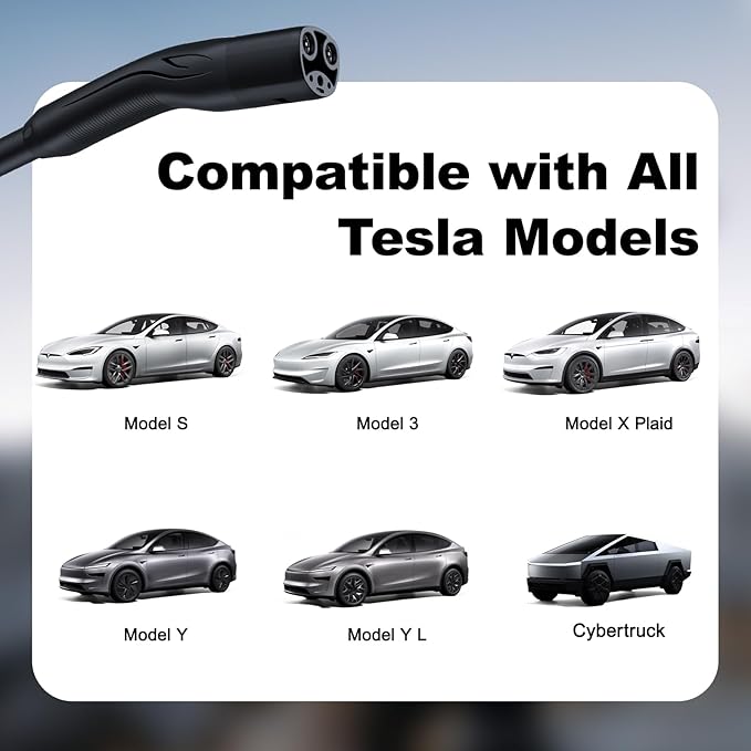 Level 1/2 EV Charger for Tesla 16Amp, Electric Vehicle Portable Charger with 20FT Cable, 3.5KW Home EV Charging Station for Tesla Models Y/X/3/S,110V-240V, NEMA 6-20 & NEMA 5-15 Plug