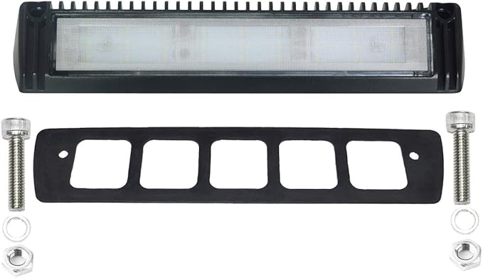 Raycharm 13" RV Exterior LED Work Scene Light Fixture, 40° Down Angle Flood Beam, 6000K Cool-White, 12V/24V DC, High Lumen Output Low Current Draw, Aluminum Housing Black Finish, 1-Pack