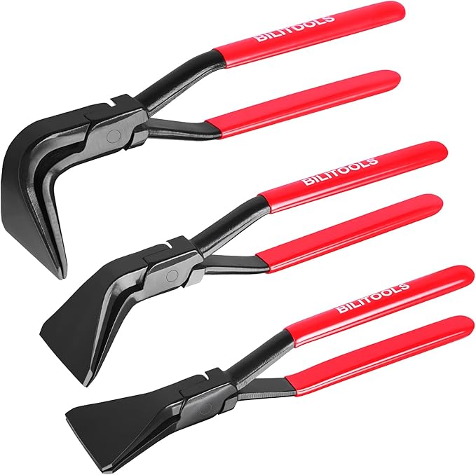 BILITOOLS 3-Piece Hand Seamer Sheet Metal Tools, Sheet Metal Bending Pliers Set Straight, 45° & 90° Bending Tool Comfort with Grip Handle
