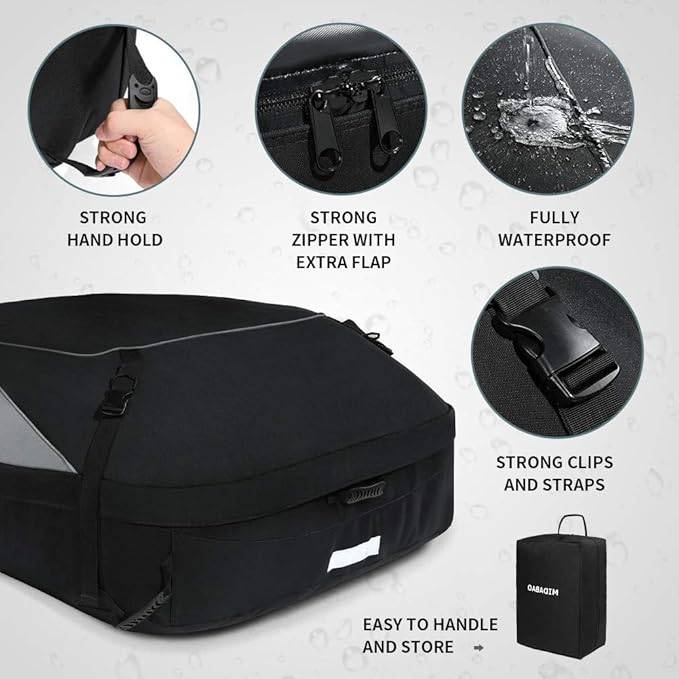 Roof Top Carrying Bags, 25 Cubic Feet Waterproof Rooftop Cargo Carrier + 6 Door Hooks Suitable for All Vehicle with/Without Rack