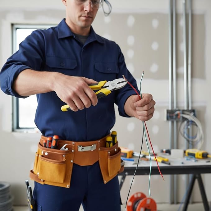 8-Inch Heavy Duty Diagonal Cutting Pliers, 50CrV Steel with 65HRC Hardened Cutting Edges, Bi-Material Anti-Slip Grip - Ideal for Electrical Wire, Cable & Metal Cutting