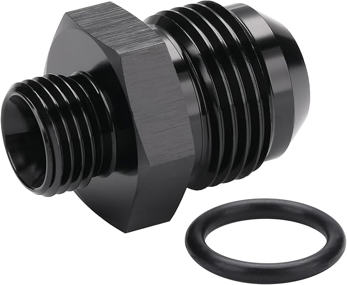 10AN Male Flare to 6AN ORB O-ring Boss Fuel Pump Rail Adapter Fitting Aluminum Black