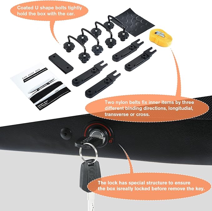 56.3" L Hard Shell Roof Black Rooftop Cargo Box Carrier Large 13 Cubic Feet Car Top Mount Travel Luggage Storage,Dual Side Opening,Waterproof Storage Box Diamond Pattern