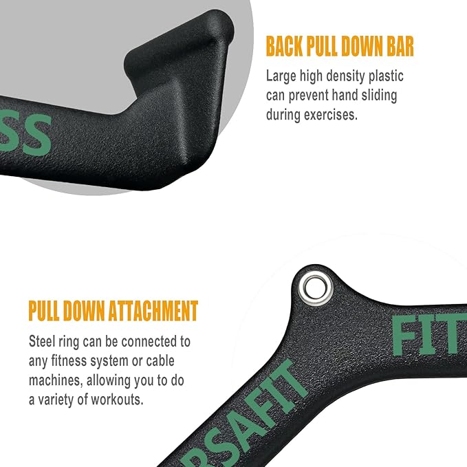 Ergonomic LAT Pull Down Bars, Back and Triceps Strength Training Equipment, LAT Pulldown Attachments, Cable Attachments for Home Gym