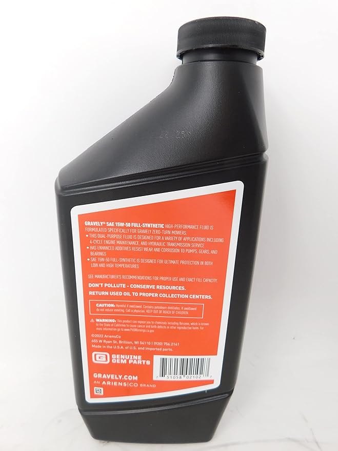 Gravely (5-Pack) 15W50 Synthetic Hydraulic Fluid Quart 00057100