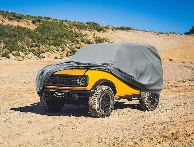 Kayme Heavy Duty Car Cover Custom Fit Ford Bronco 2 Door, Bronco Sport (2020-2025),Waterproof All Weather for Automobiles, Full Car Cover - Sun, Rain & UV Protection