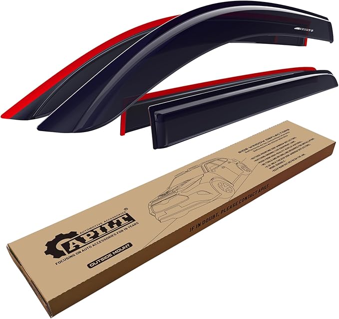 Large Rain Guards Window Visors for 2019-2026 Silverado &GMC Sierra 1500 & 2020-2026 Silverado & Sierra 2500HD-3500HD Crew Cab Outside-Mount Truck Accessories Dark Smoke 4pcs with Thicker