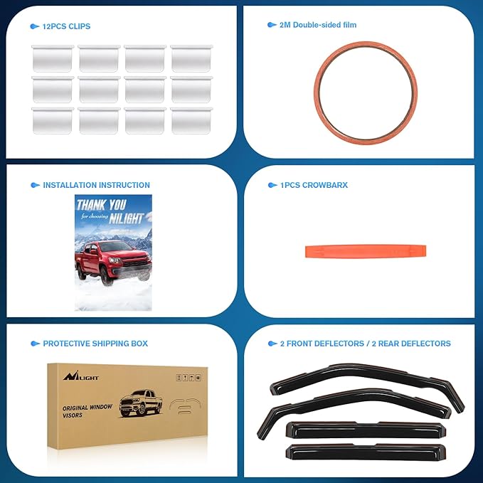 Nilight in Channel Window Deflectors for Ford Explorer 2011 2012 2013 2014 2015 2016 2017 2018 2019 Vent Window Visors,Rain Guards-4PCS