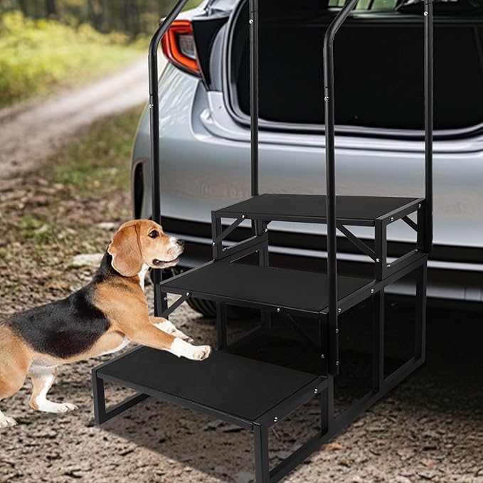 RV Steps w/Dual Handrails, 3-Step Spa Hot Tub Steps with Anti-Slip Pedals, 660lbs Load Capacity, Universal Portable Mobile Home Stairs Steps for 5th Wheel RV, Spa, Porch, Pool, Travel Trailers