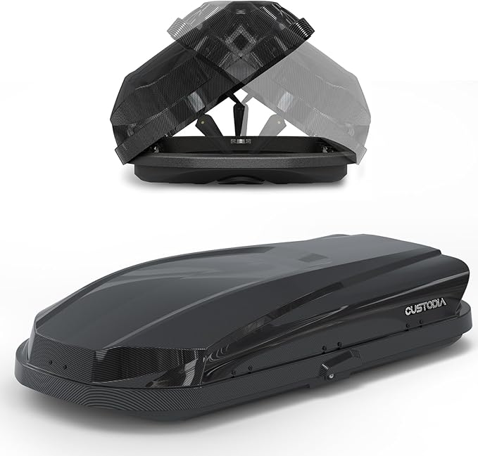 Hard Shell Roof Cargo Carrier with Security Keys, Roof Box, Cargo Box, 62.52 (L) x32.48 (W) x 13.19(H) Inches, 14 Cubic Feet (Tool-Free Install), Carbon Black