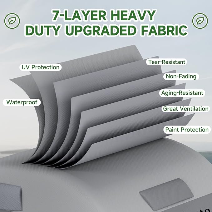 Umbrauto Teardrop Travel Trailer Cover Fits 10'-12' Trailers, 7 Layers Top Heavy Duty Waterproof Camper Cover with Windproof Strap for R-Pod Trailers, Clamshell Trailers