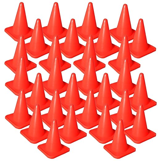 Bluedot Trading 4” Orange Traffic Cones Mini Plastic Sports Cones for Agility Training, RC Racing, Outdoor Activities, Party Games, 30 Pieces